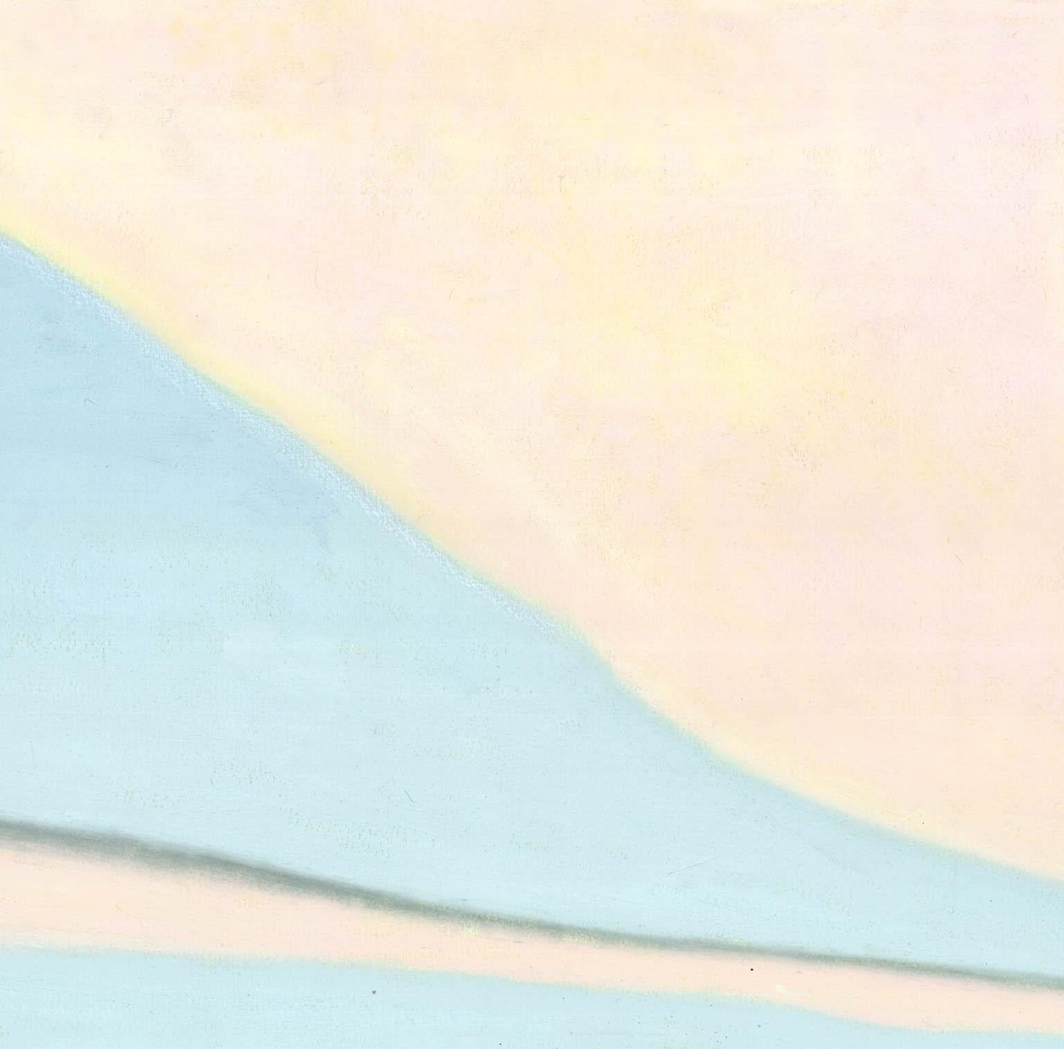 Sunset, rose et bleu de New York. - Gris Landscape Painting par Emilio Sanchez