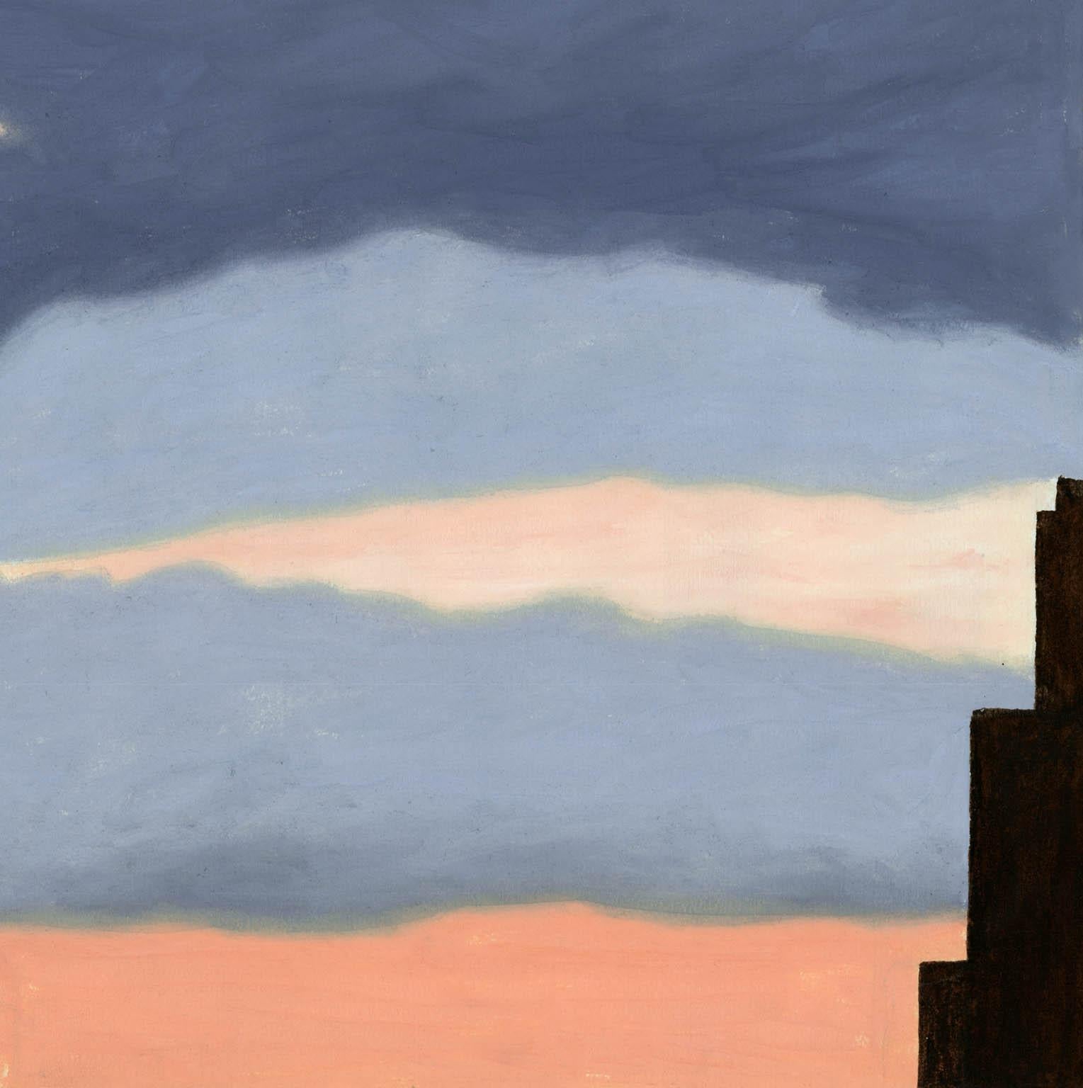 Sunset à New York avec nuage bleu-gris.  - Moderne Painting par Emilio Sanchez