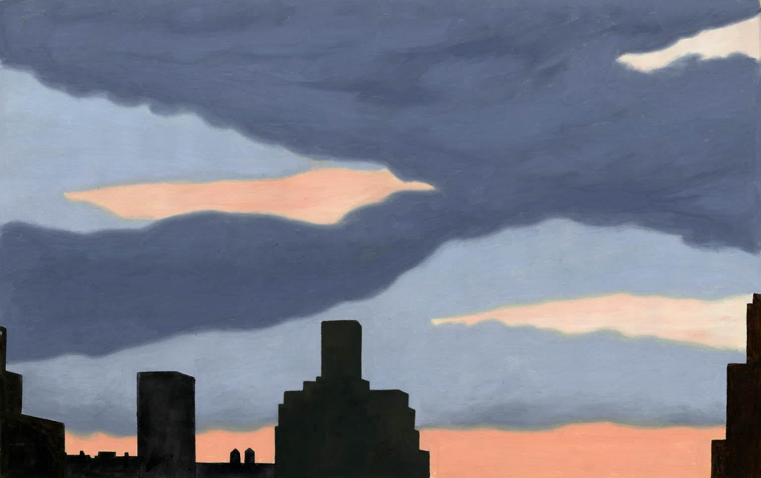 New York Sunset with Blue Gray Cloud.  - Painting by Emilio Sanchez