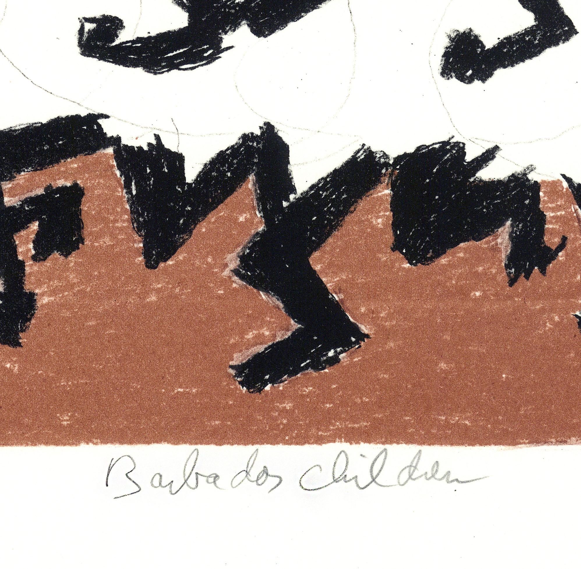 Barbados Kinder. (Schwarz), Figurative Print, von Emilio Sanchez