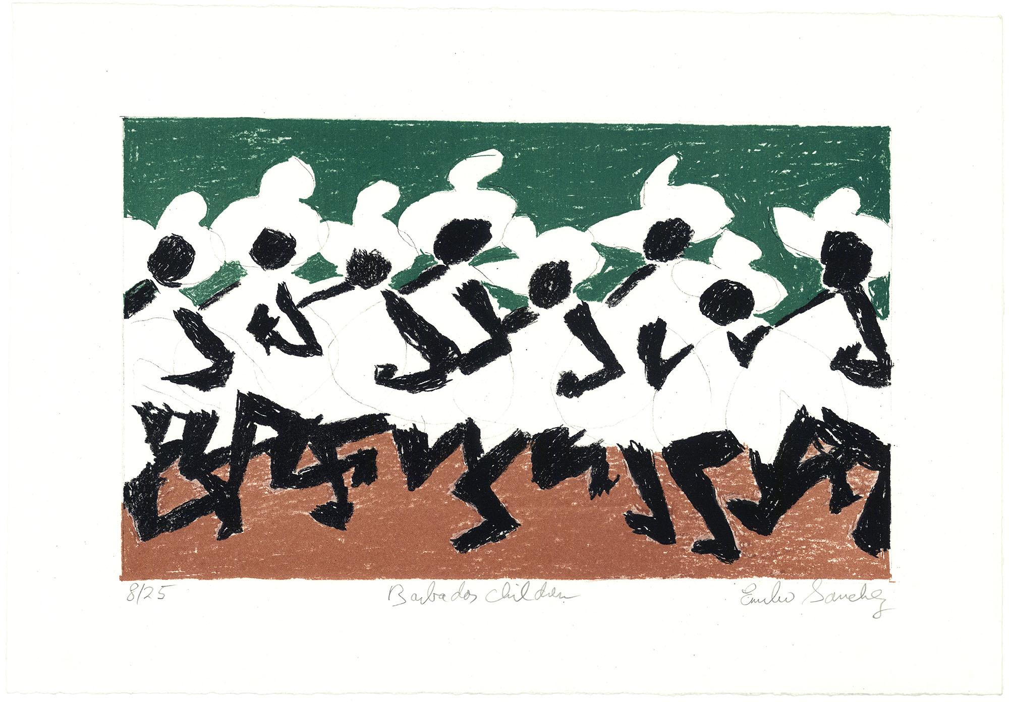 Emilio Sanchez Figurative Print – Barbados Kinder.