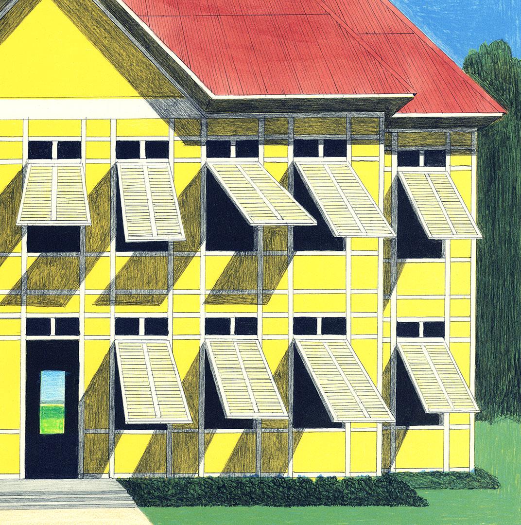 Casita de Campo. (Amerikanische Moderne), Print, von Emilio Sanchez