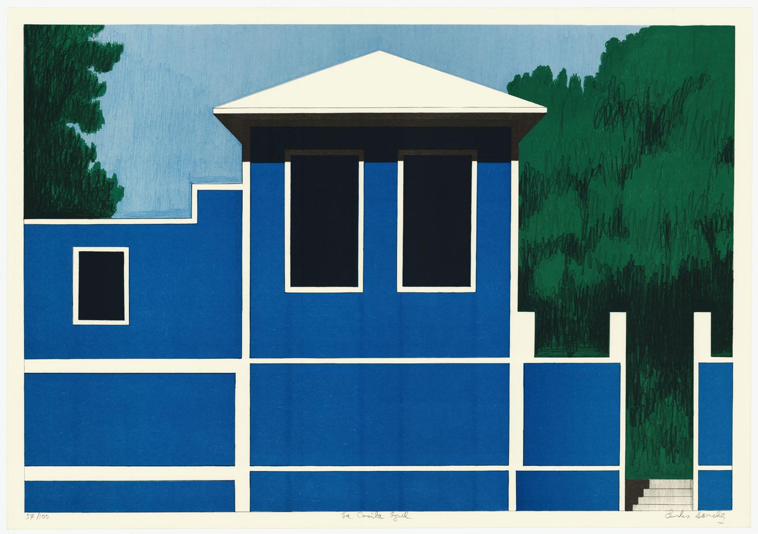 Emilio Sanchez Landscape Print - La Casita Azul