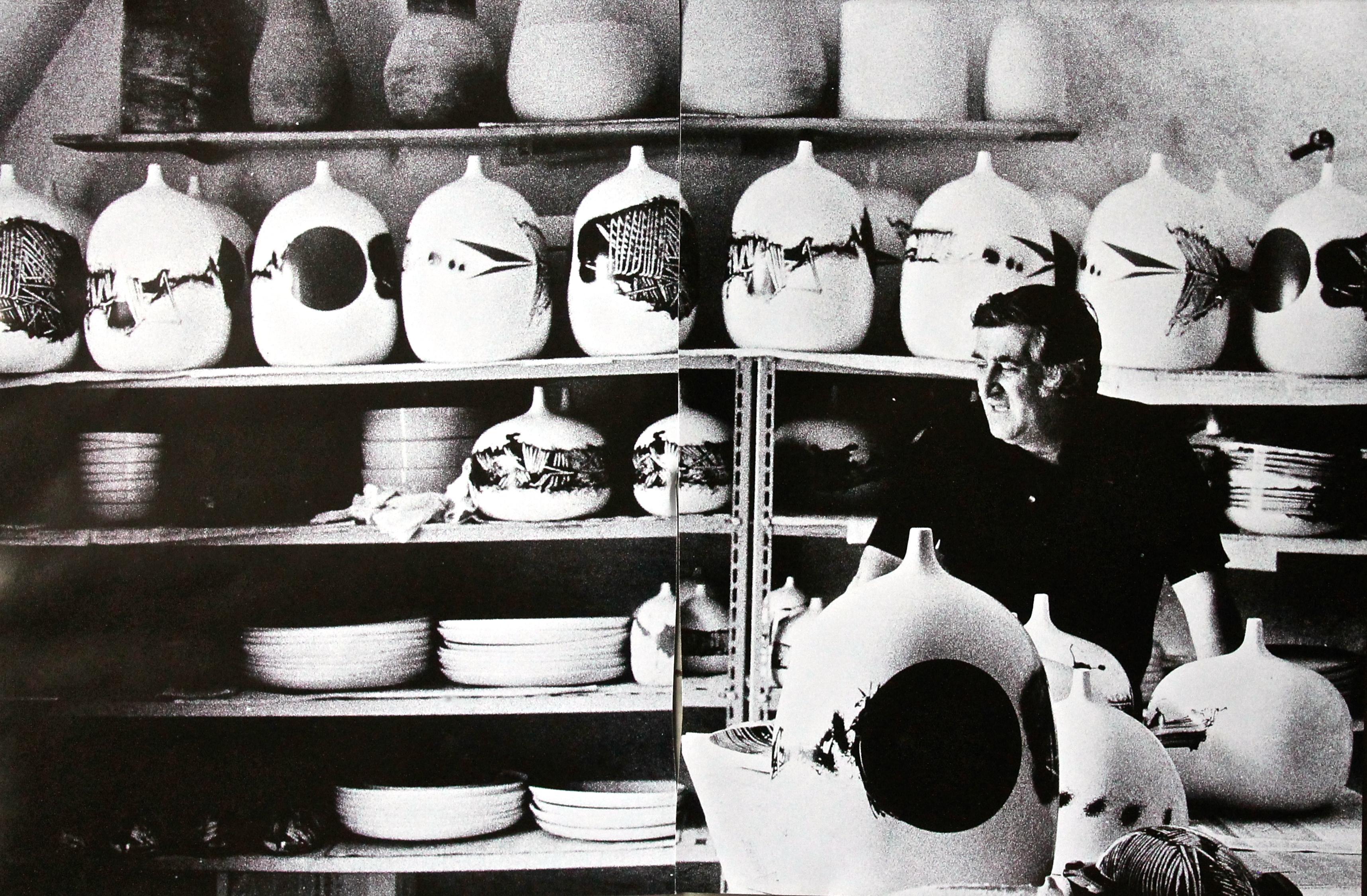 Hand-painted and thrown ceramic by this important Italian Abstract Expressionist artist.
