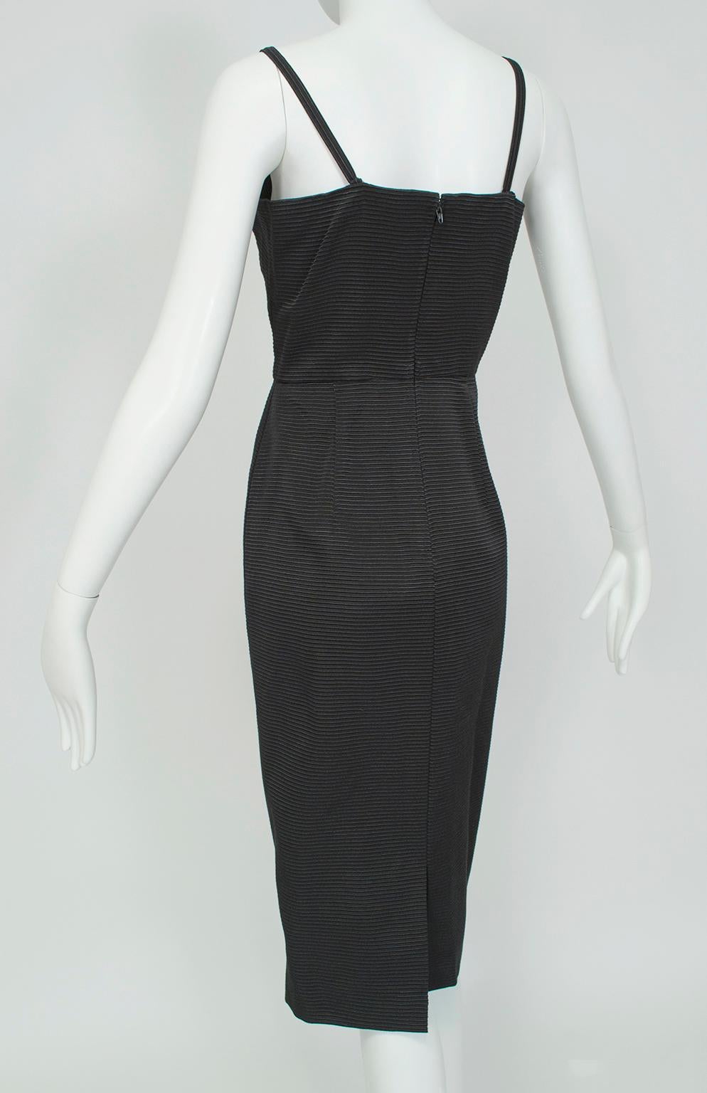 Emilio Schuberth Extravagant Black Fringe Shoulder Dress Suit - M, 1960s In Excellent Condition For Sale In Tucson, AZ