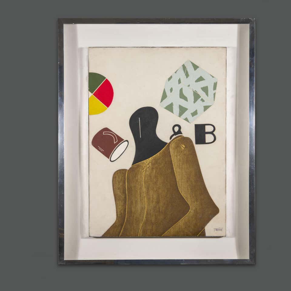 1970s Abstract Italian Emilio Tadini Signed Artwork