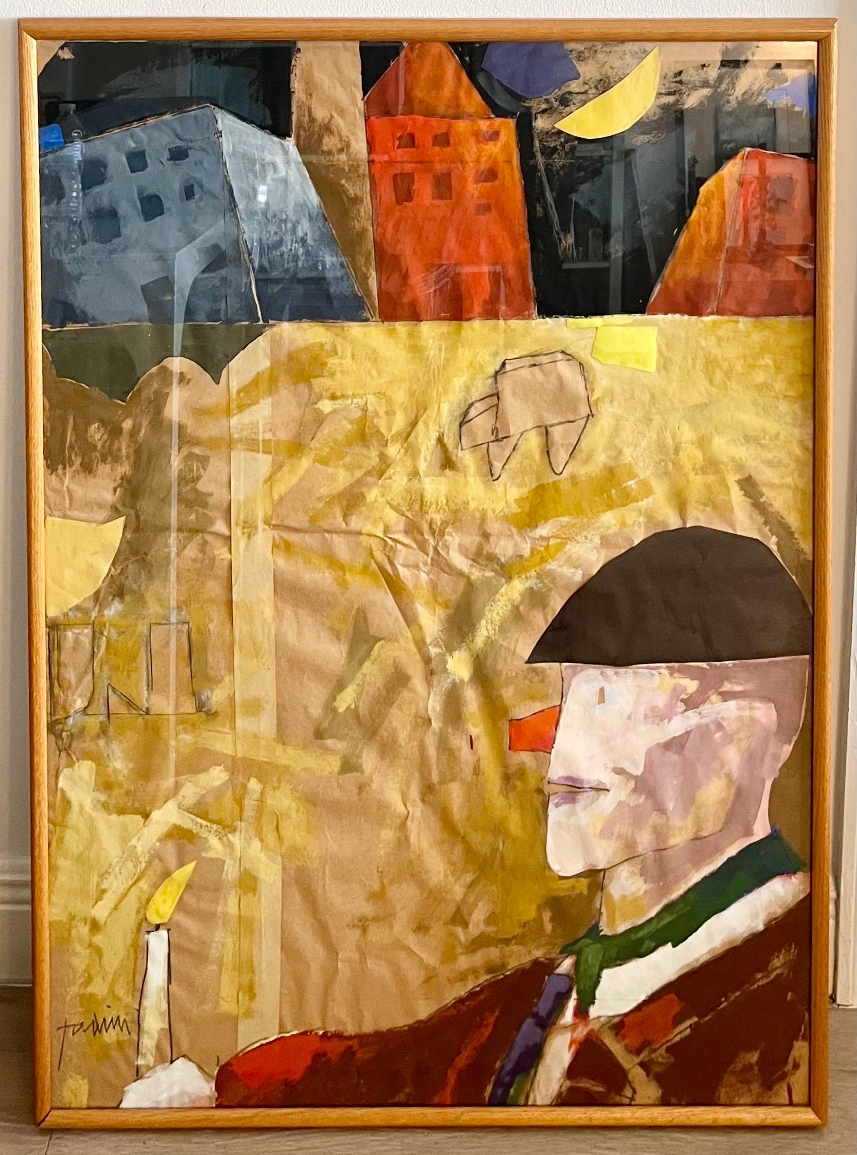 Arte Pop Italiano Técnica Mixta Pintura Surrealista Collage Gouache Emilio Tadini en venta 2
