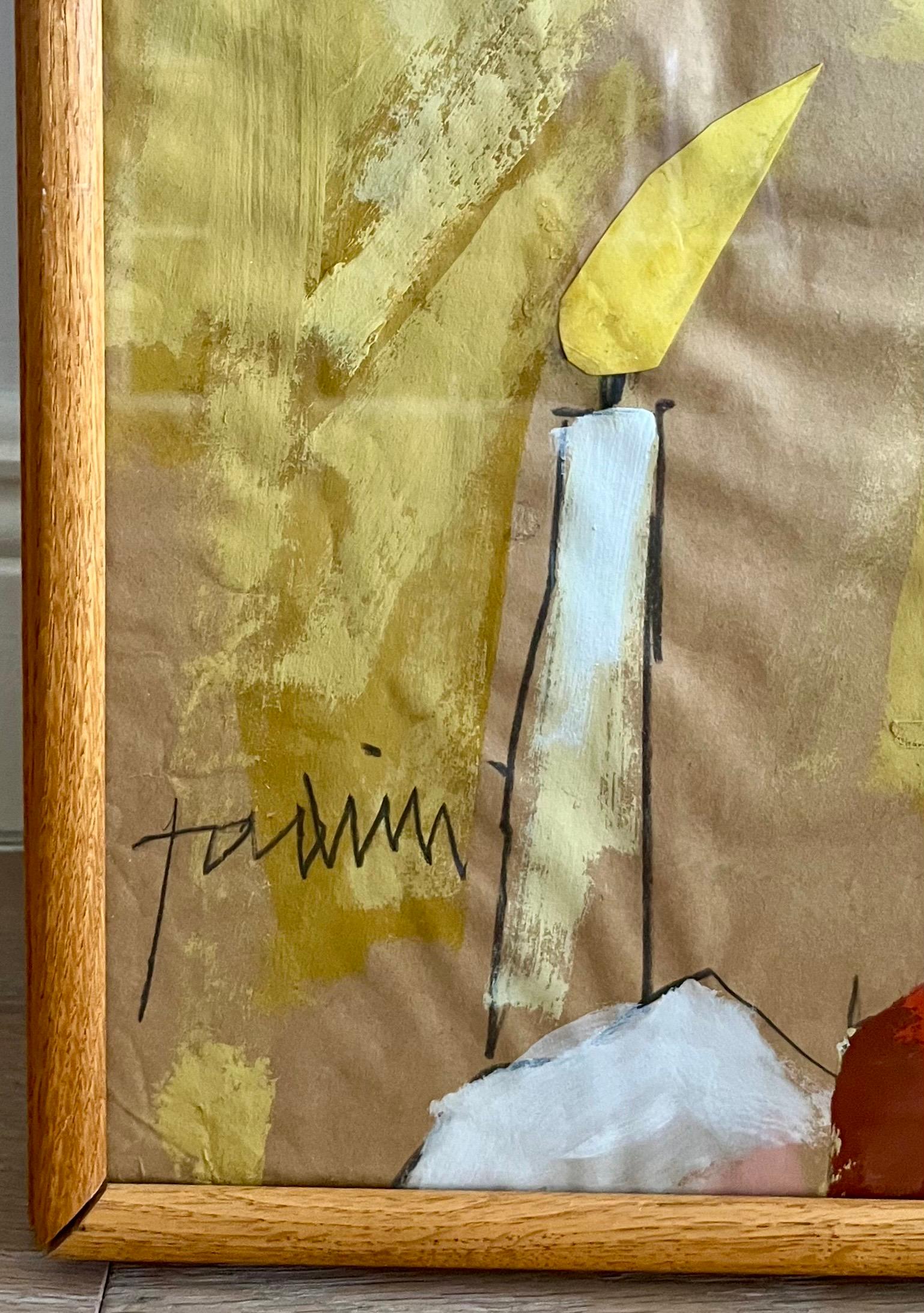 Arte Pop Italiano Técnica Mixta Pintura Surrealista Collage Gouache Emilio Tadini en venta 3