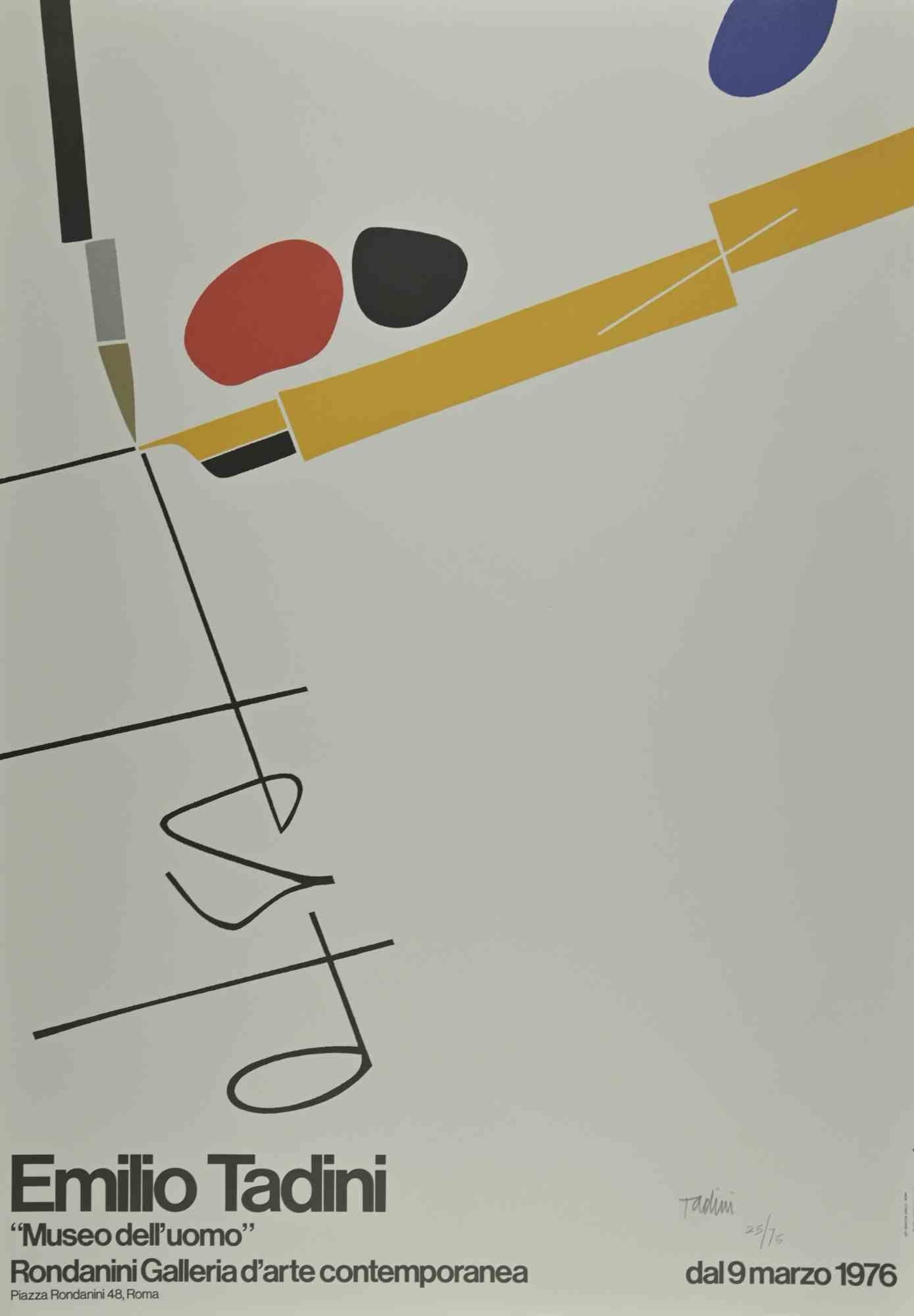 Museum of Man - Screen Print and Lithograph by Emilio Tadini - 1976