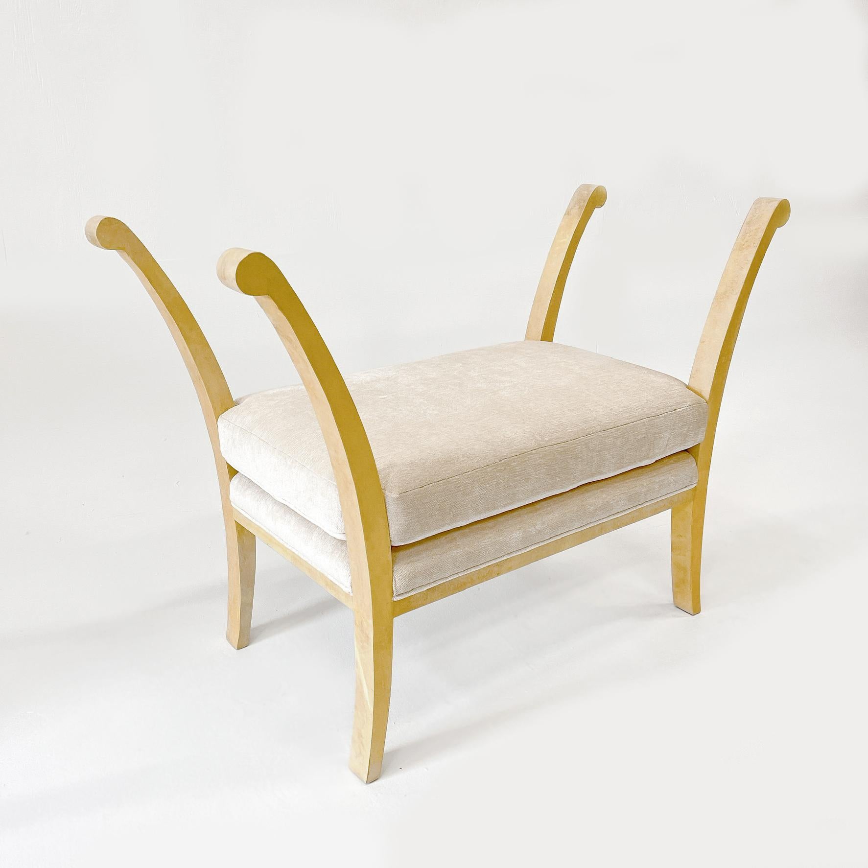 Emilio Terry attributed Parchment Bench, circa 1940s In Good Condition For Sale In Lambertville, NJ