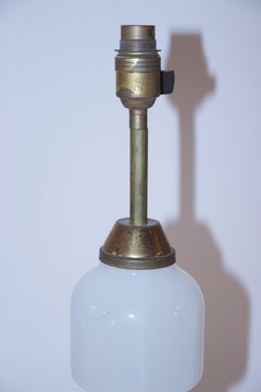 Emilio Terry Style, Pair of Lamps, White Opaline Glass, circa 1970, France