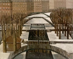 Paris, canal Saint-Martin, vers 1989, huile sur toile
