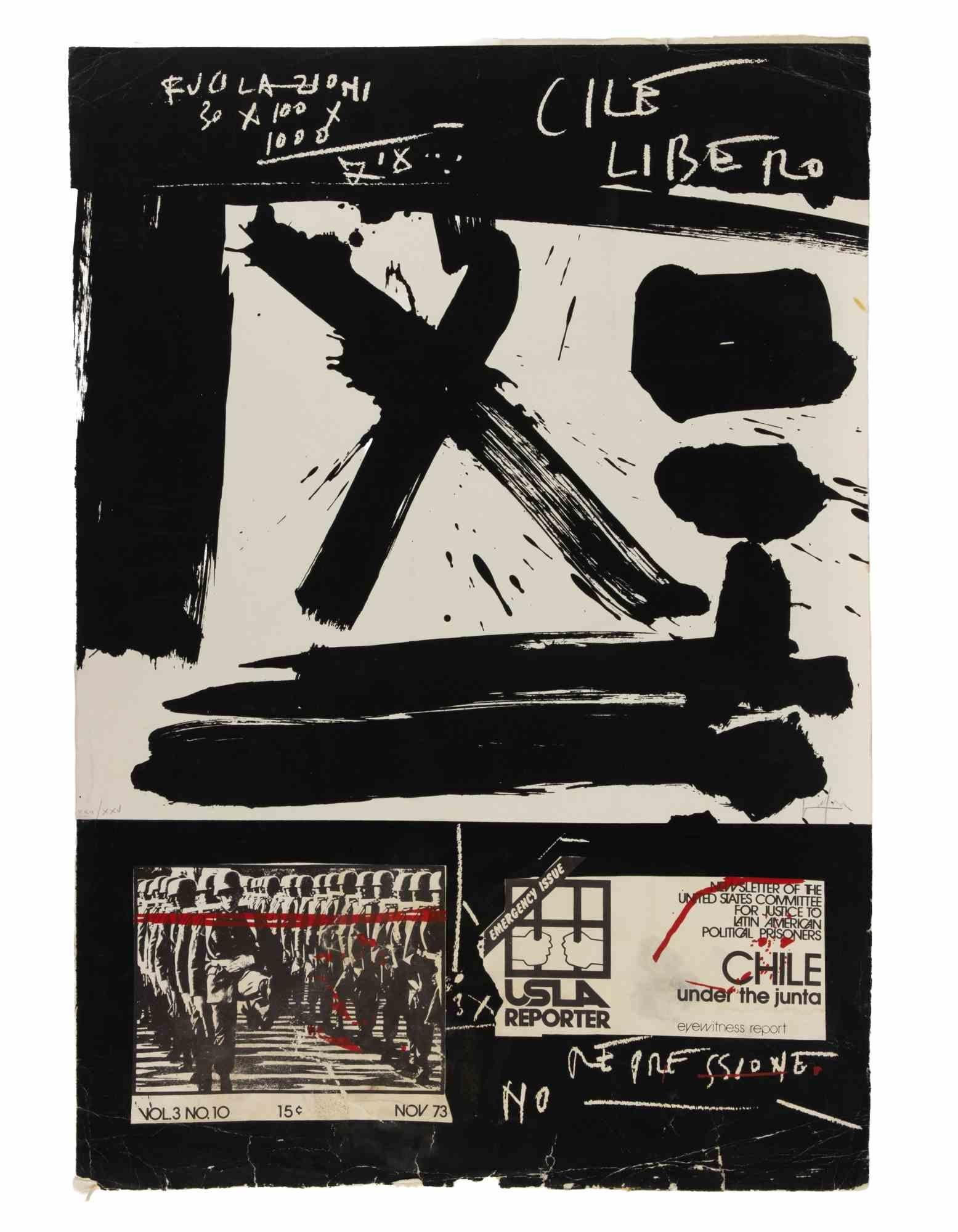 Cile Libero Lithograph, Modern Abstract Print, Signed, 1973, XXII/XXV
