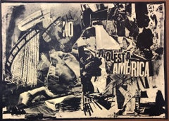 Italian Abstract Collage 'No a Questa America' Large Screenprint Hand Signed