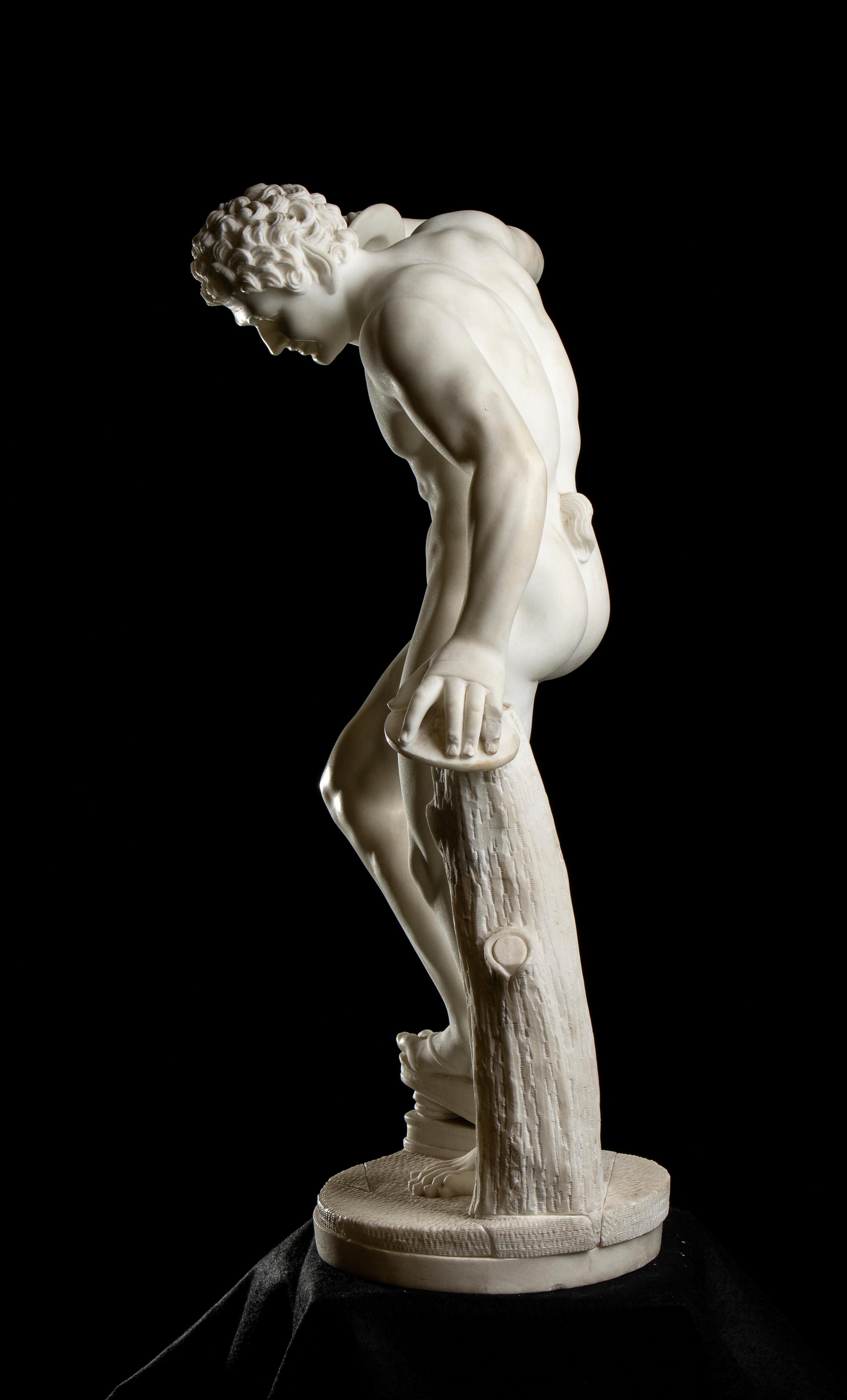 White MarbGrand Tour Marble Sculpture Of Dancing Satyr By Emilio Zocchi Signed 3