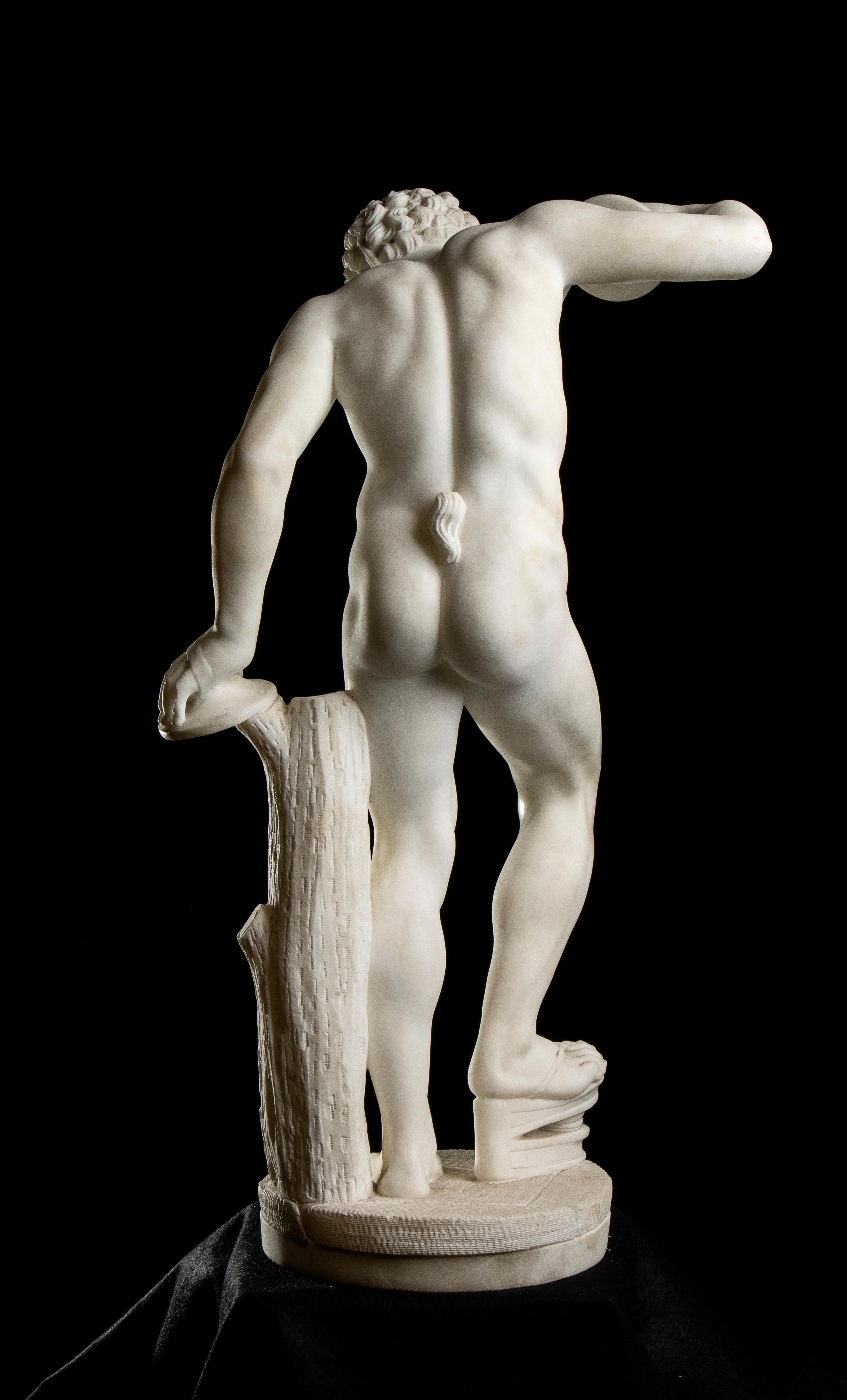White MarbGrand Tour Marble Sculpture Of Dancing Satyr By Emilio Zocchi Signed 5