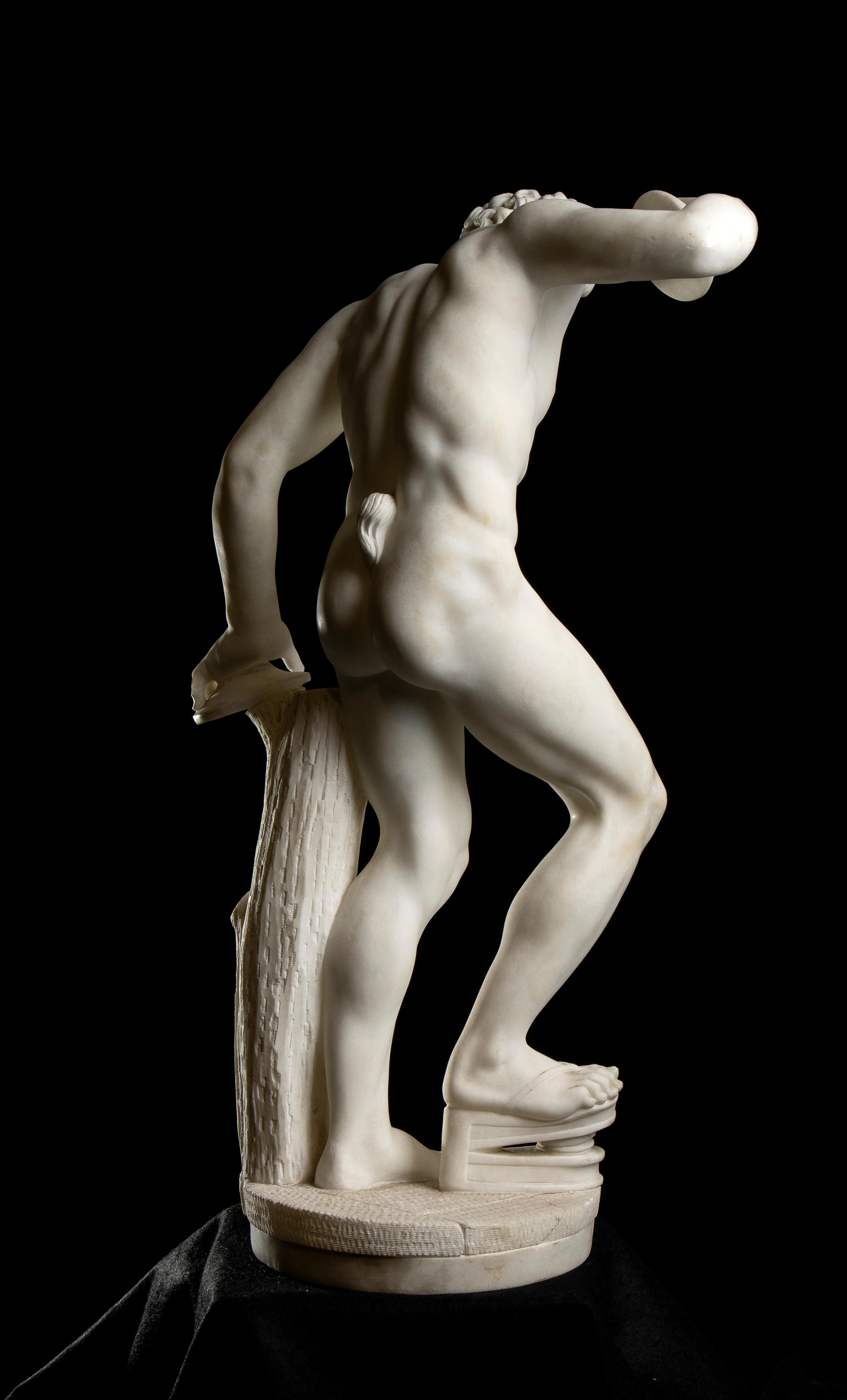 White MarbGrand Tour Marble Sculpture Of Dancing Satyr By Emilio Zocchi Signed 6