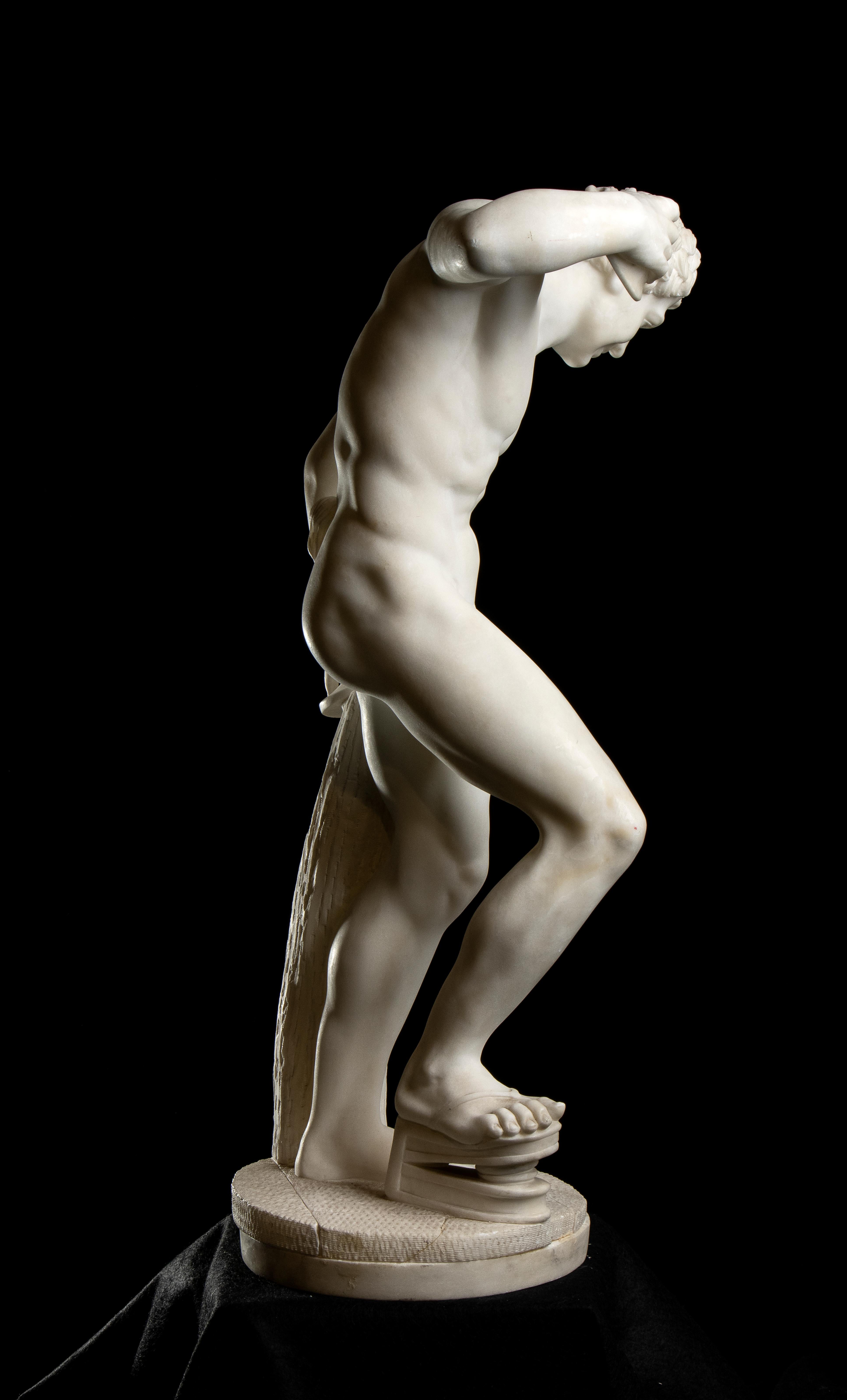 White MarbGrand Tour Marble Sculpture Of Dancing Satyr By Emilio Zocchi Signed 7