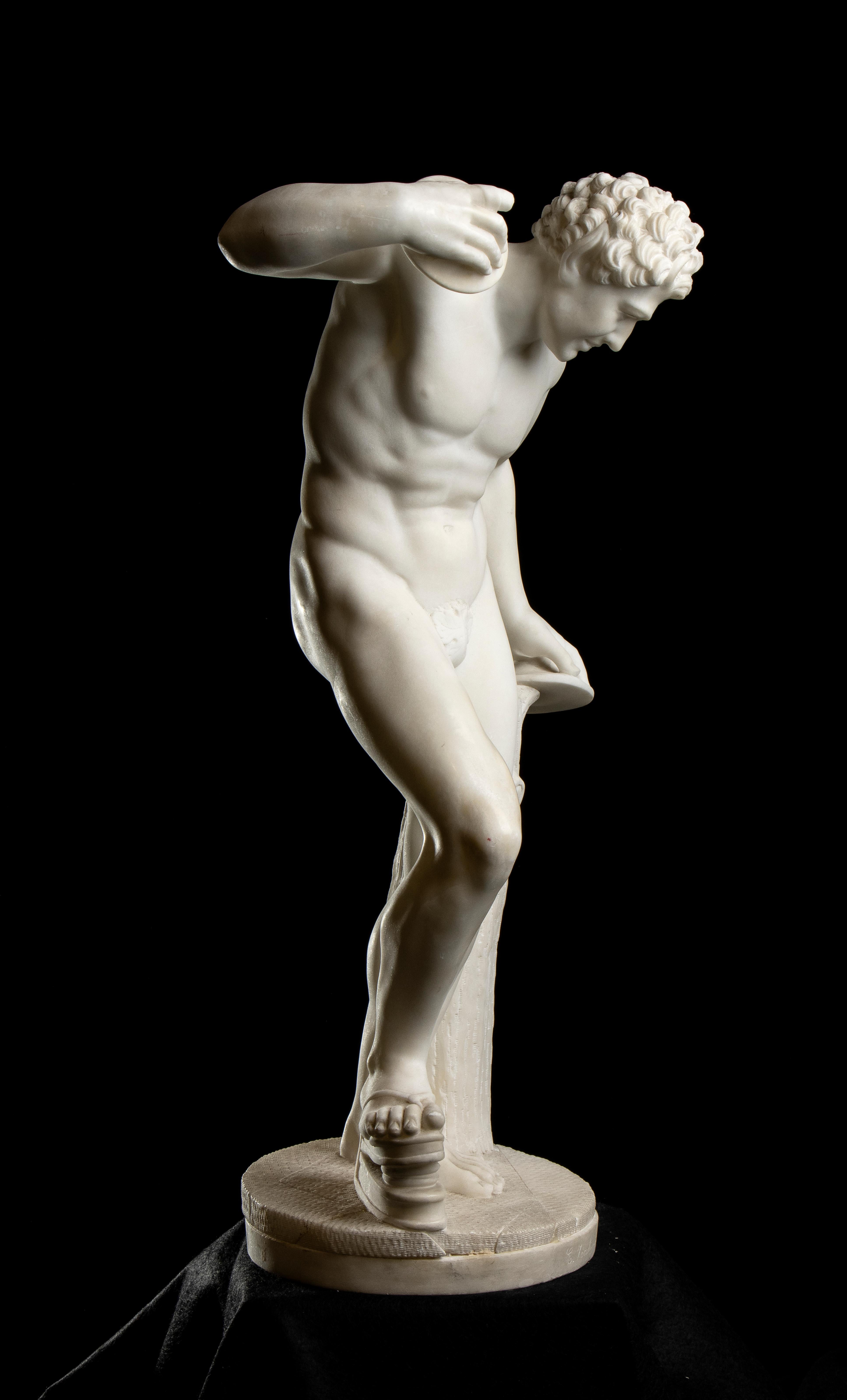 White MarbGrand Tour Marble Sculpture Of Dancing Satyr By Emilio Zocchi Signed 8