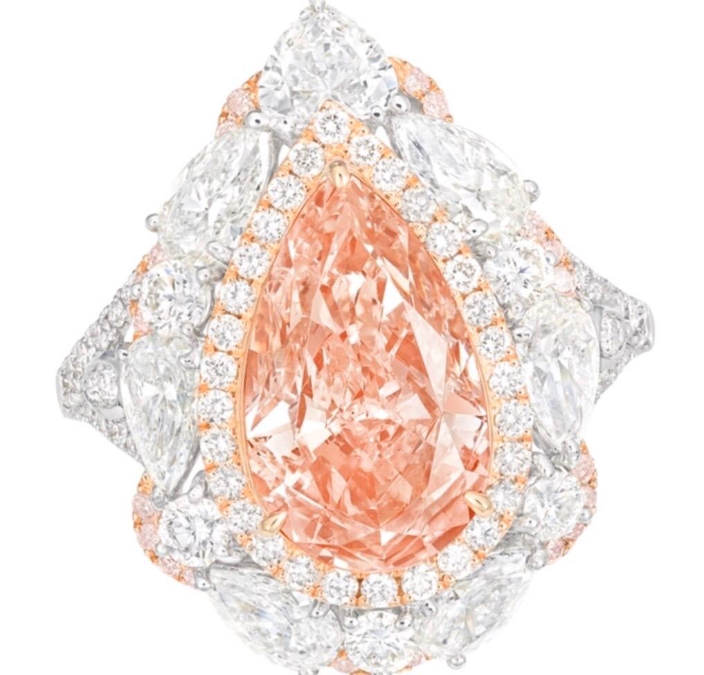 Emilio Jewelry GIA-zertifizierter 3,00 Karat Fancy Orange Rosa Diamant im Zustand „Neu“ im Angebot in New York, NY