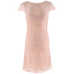 Emillio Pucci Soft Pink V-Back Lace Dress - Size US 4