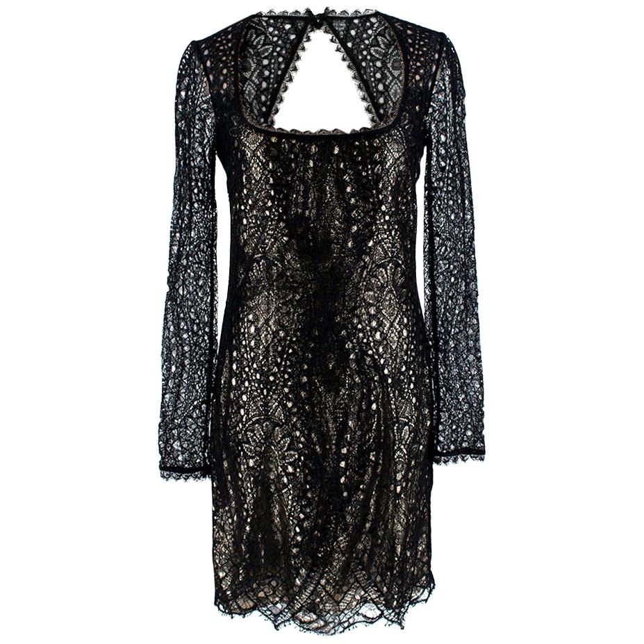 Emilo Pucci Black 
Gold Lace Mini Dress - Size US 4