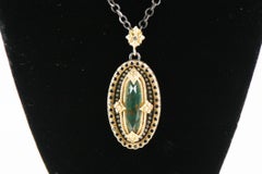 Emily Armenta Heraldic Bloodstone 18 Karat Gold and 925 Silver Pendant Necklace