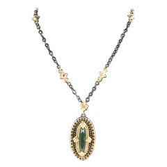 Emily Armenta Heraldic Bloodstone 18 Karat Gold and 925 Silver Pendant Necklace
