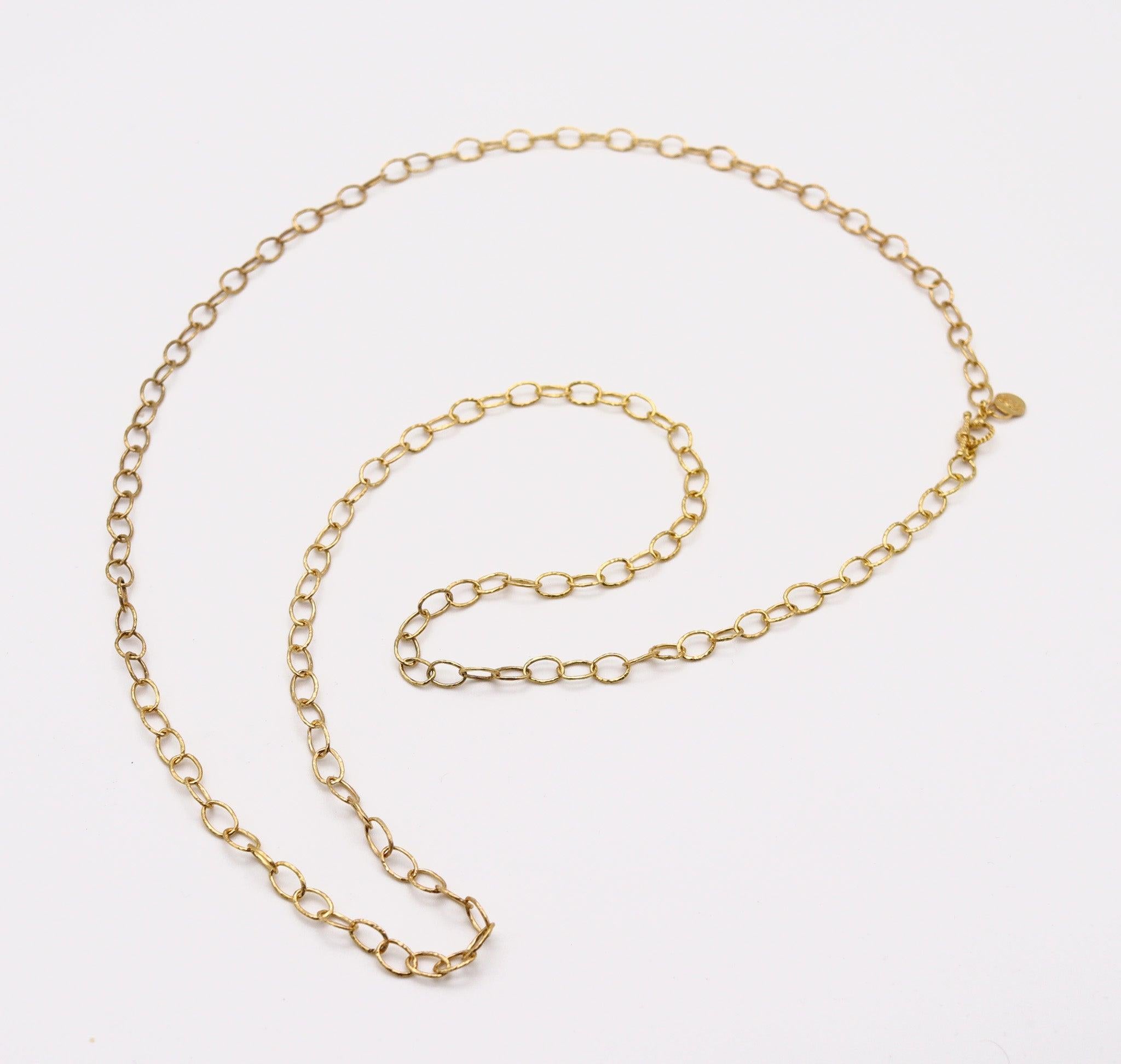 EMILY ARMENTA Naïve Hammered Links Long Chain In 18Kt Yellow Gold In Excellent Condition In Miami, FL