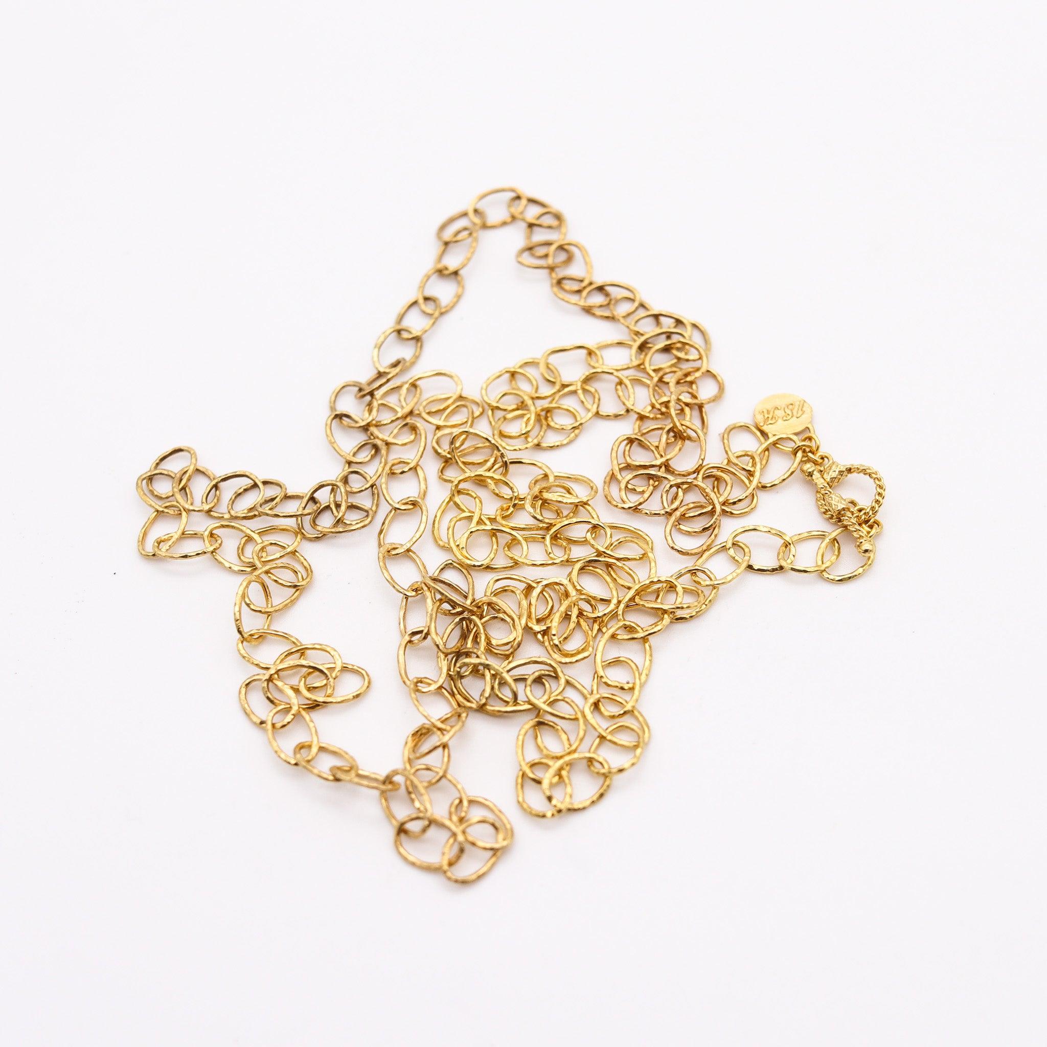 Women's or Men's EMILY ARMENTA Naïve Hammered Links Long Chain In 18Kt Yellow Gold