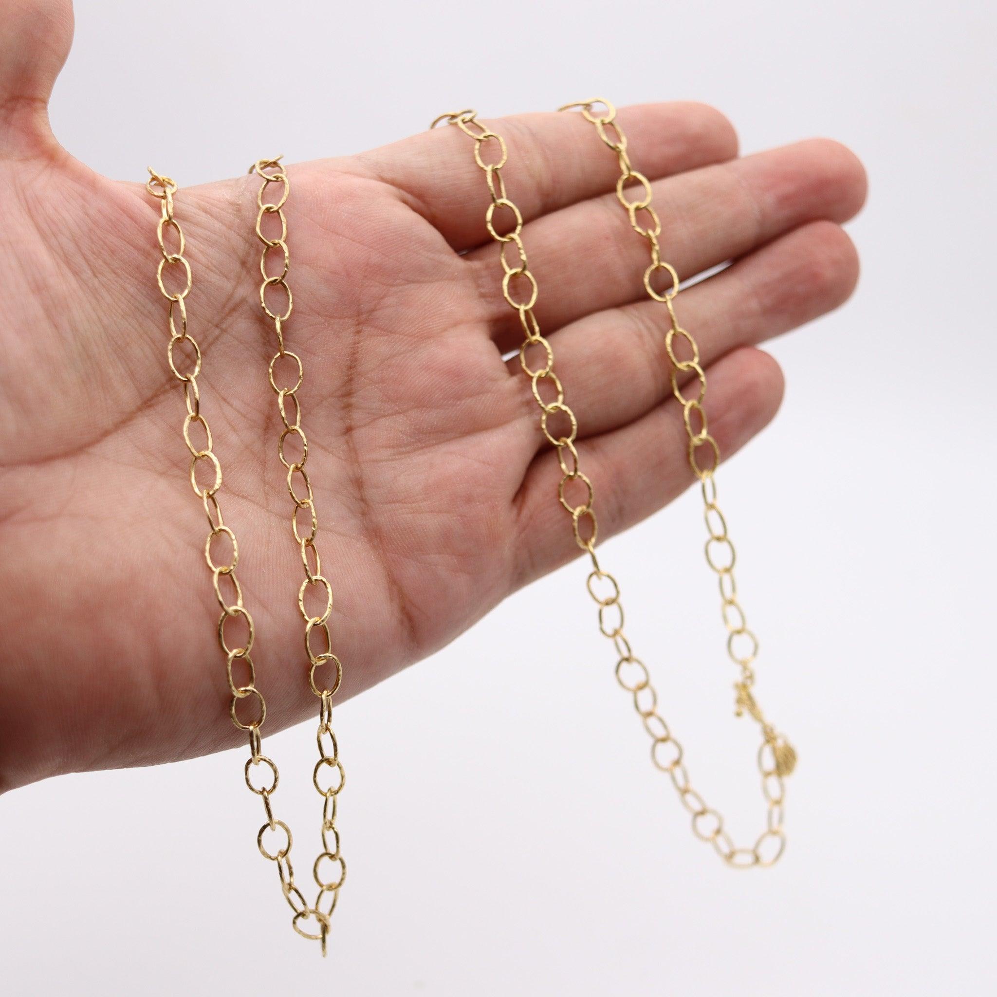 EMILY ARMENTA Naïve Hammered Links Long Chain In 18Kt Yellow Gold 2