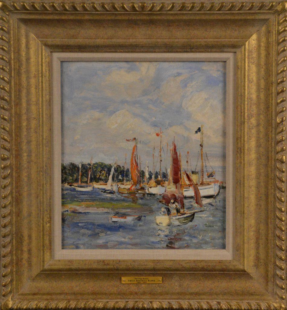Sailing Boats in a Harbour - Painting by Emily Beatrice Bland