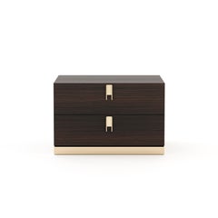 Contemporary bedside table finished in wood veneer, fully customisable