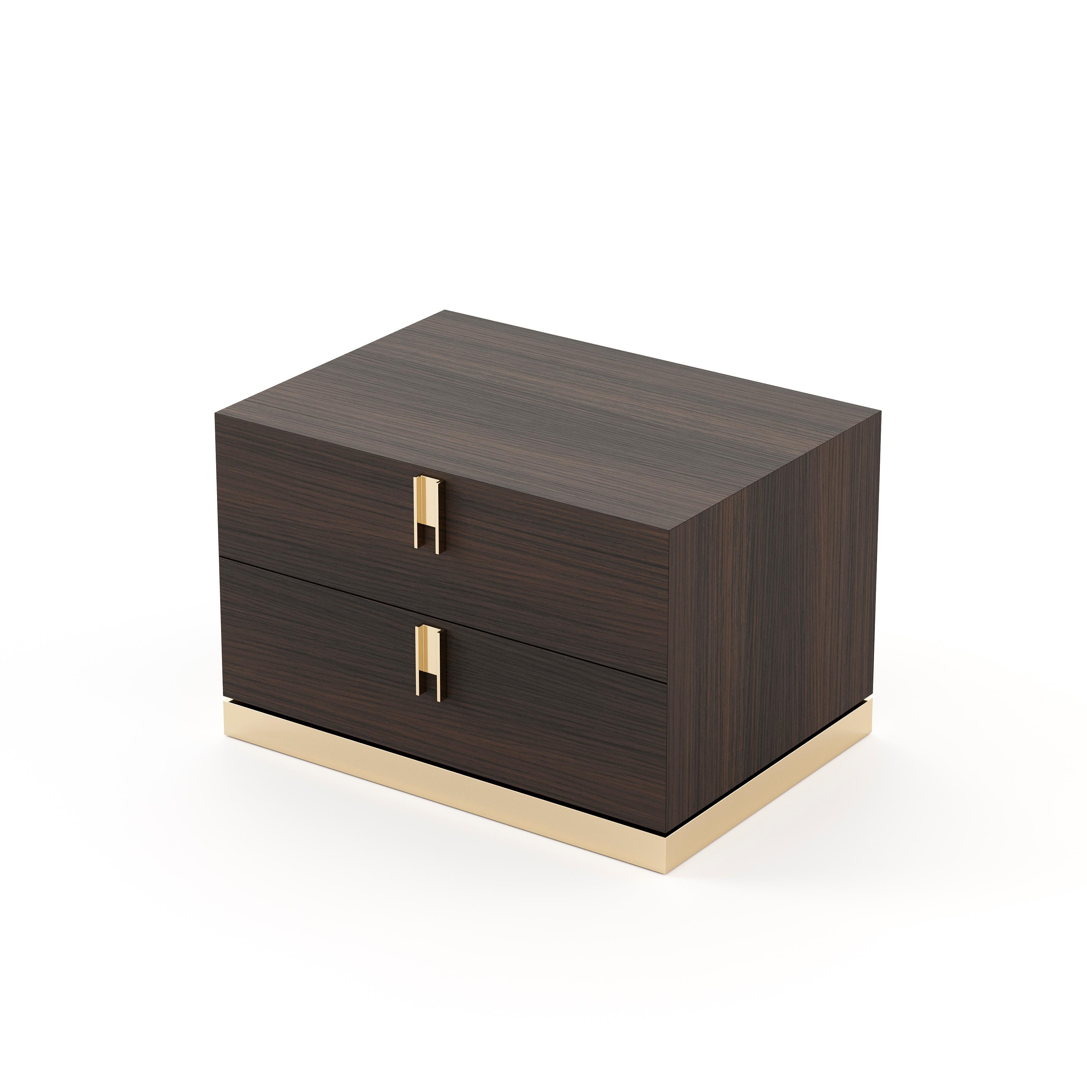 Portuguese Contemporary bedside table finished in wood veneer, fully customisable For Sale