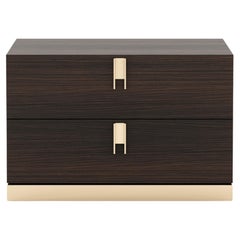 Contemporary bedside table finished in wood veneer, fully customisable