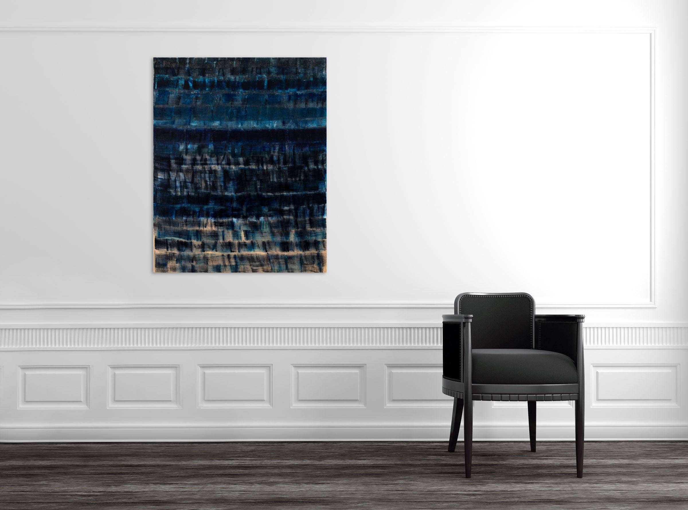 Blu su blu (pittura astratta) - Painting di Emily Berger
