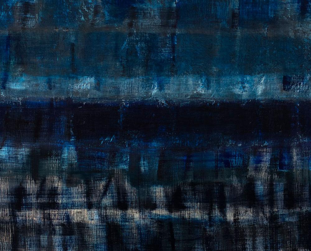 Blue on Blue (Abstract painting) - Black Abstract Painting by Emily Berger