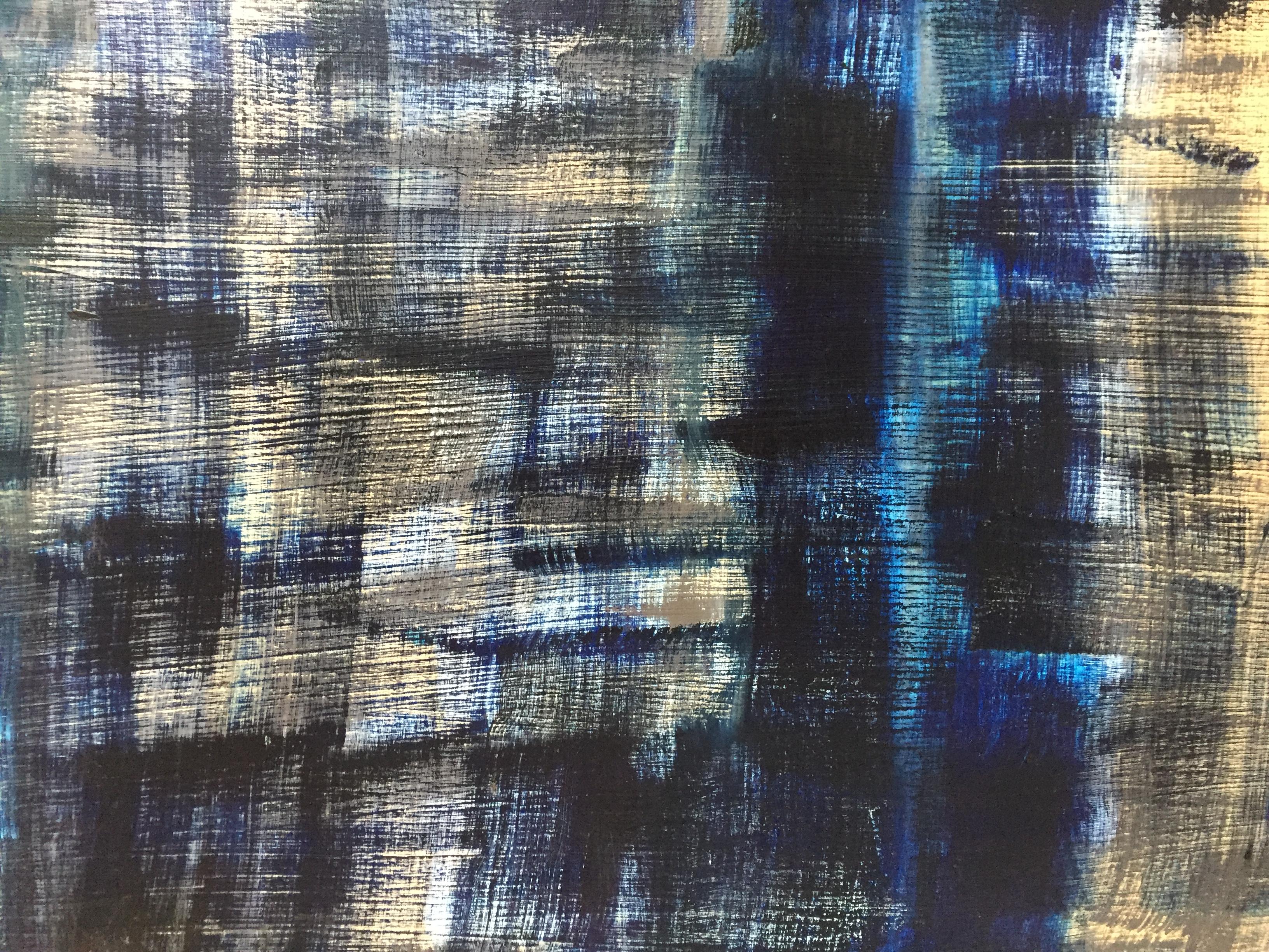 Blue on Blue (Abstract painting) For Sale 2