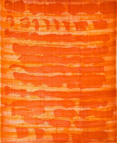 "October 6", painterly abstract aquatint  monoprint, red, orange, vermillion.