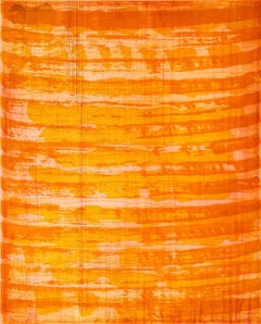October Nine, painterly abstract aquatint print, red, orange, vermillion tones.