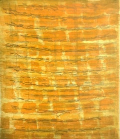 “Rubato 25”, painterly abstract aquatint monoprint, brilliant yellow, gold.