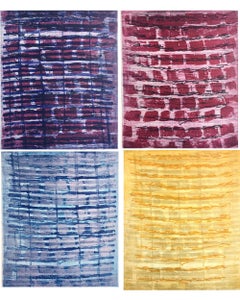 “Rubato 6”, painterly abstract aquatint monoprint, magenta violet and black.