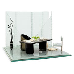 Emily Brock Postmodern Office Signed 1997 Fused Art Glass Table Sculpture