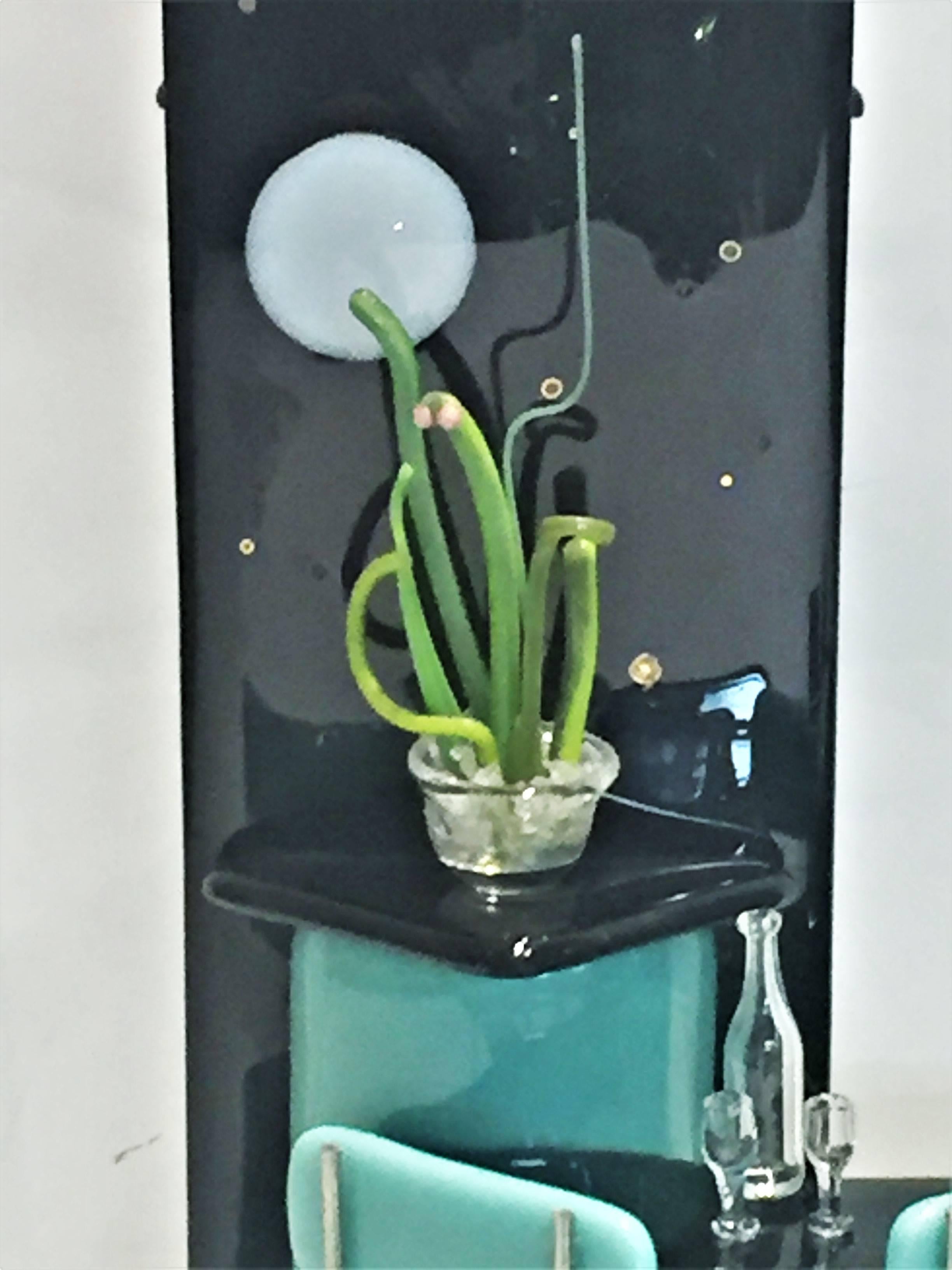 Modern Emily Brock, Turquoise and Black Bar, Art Glass Sculpture, 21st Century
