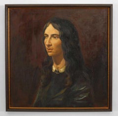 Emily Bronte Victorian Oil Painting, Hand-Painted, 19th Century
