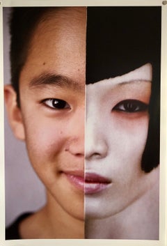Faces, Retro Color Photograph Digital Photo Collage Print Asian American
