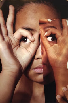 Faces, Vintage Color Photograph Digital Photo Collage Print Asian American