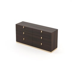 Contemporary wooden chest of drawers with metal details, fully customisable