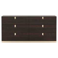 Contemporary wooden chest of drawers with metal details, fully customisable