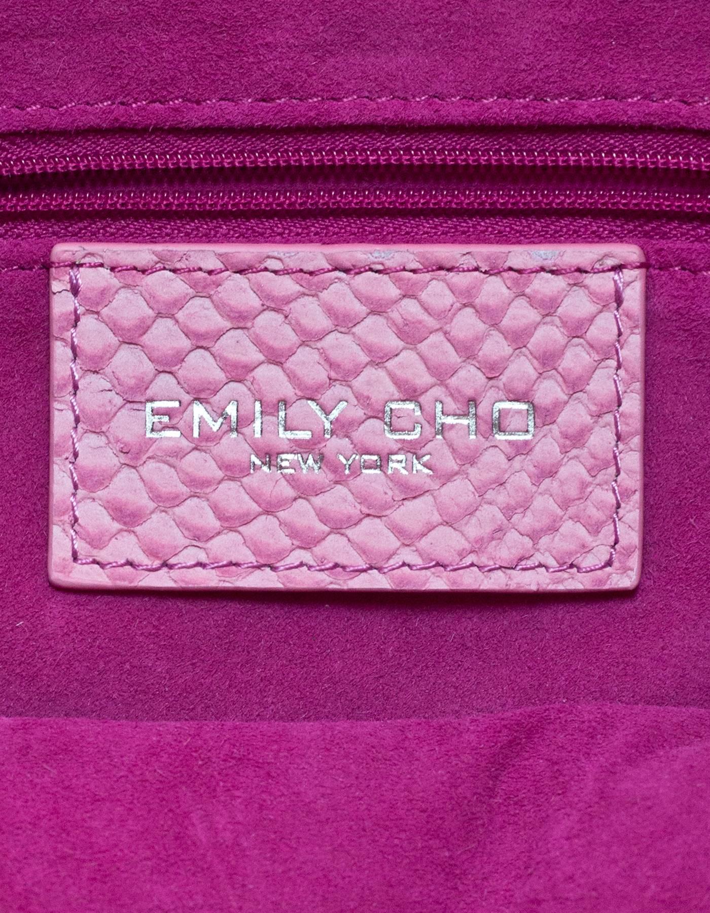 Emily Cho Pink Embossed Snakeskin Folded Clutch Bag, 3